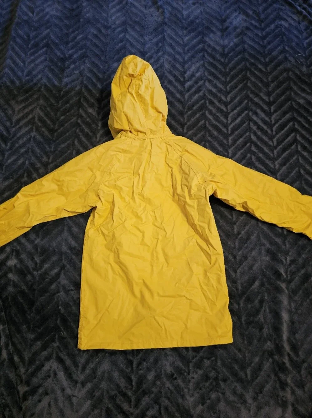 Totes Kids Yellow Hooded Raincoat Plaid Lined Rain Jacket Size M 6/7